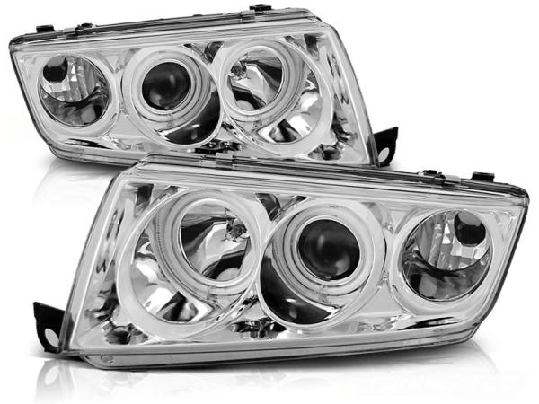 Scheinwerfer CCFL Angel Eyes für Skoda Fabia 1 Bj. 99-08 Chrom